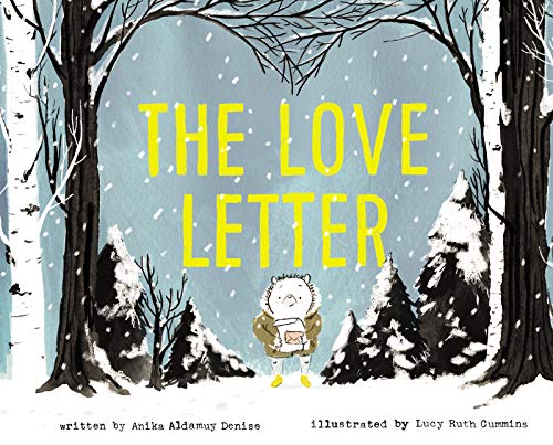 Book cover: "The Love Letter" with a child in a snowy forest.