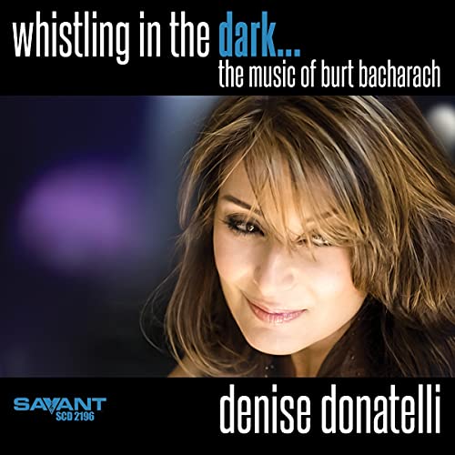 CD cover: Denise Donatelli portrait with album title “Whistling in the Dark.”