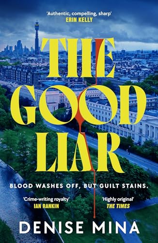 Book cover for "The Good Liar" with London skyline background.