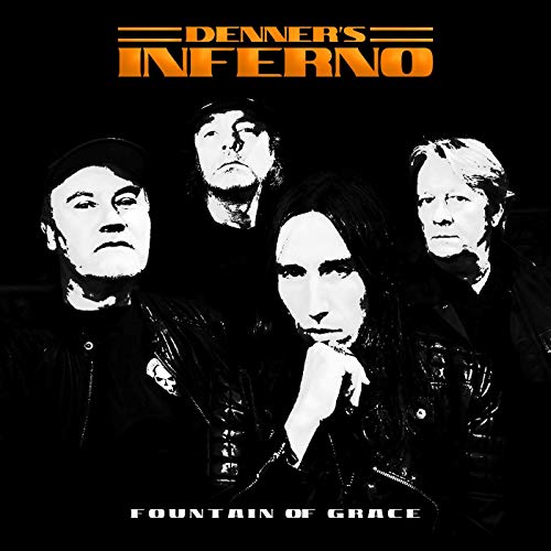 Black and white portrait of four men, album cover for Denner's Inferno.