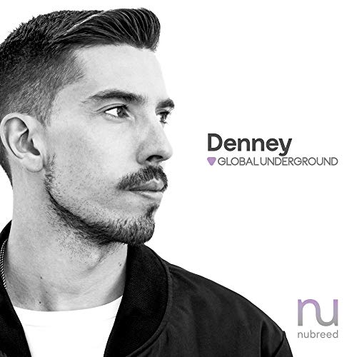 Black and white portrait of DJ Denney, album cover for Global Underground: Nubreed 12.