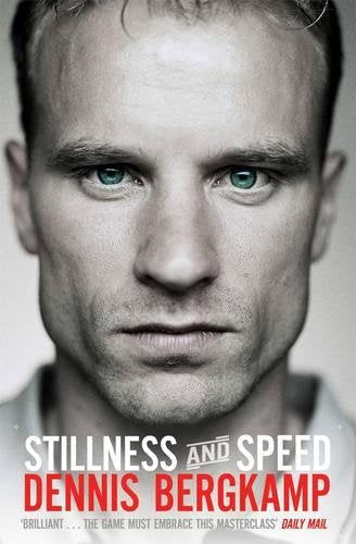 Close-up portrait of Dennis Bergkamp on the cover of his book Stillness and Speed.