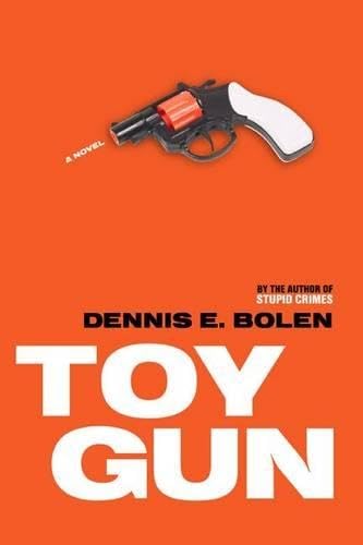 Book cover featuring a white toy revolver against an orange background.