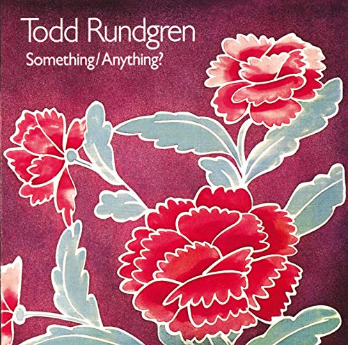 CD cover with red carnations on a maroon background, titled "Something/Anything?".