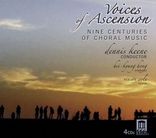 Silhouetted figures against a sunset sky with "Voices of Ascension" text overlay.