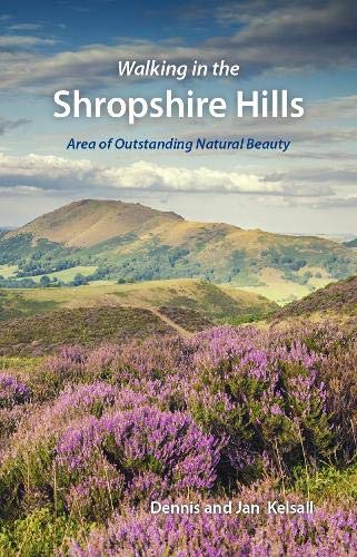 Book cover depicting rolling purple hills and green fields in Shropshire.