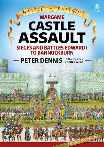 Book cover depicting a medieval castle siege with soldiers on horseback.