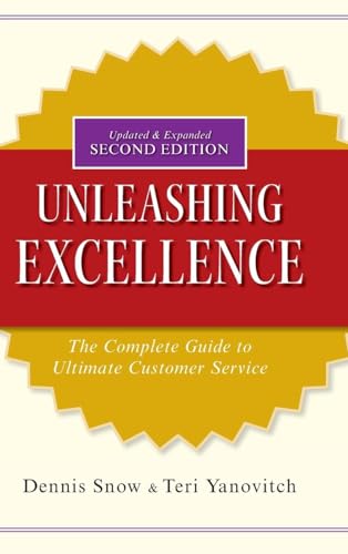 Book cover: "Unleashing Excellence" – customer service guide, gold starburst.