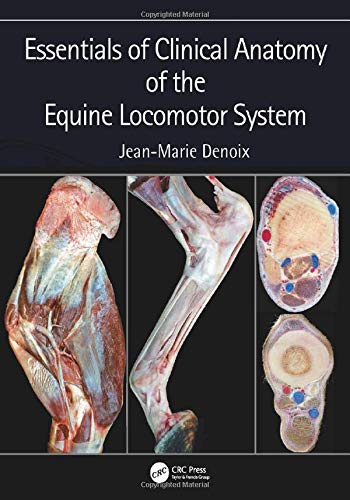 Book cover: "Essentials of Clinical Anatomy" with equine leg anatomy images.