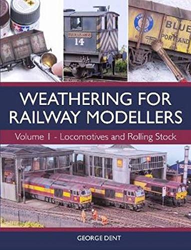 Book cover showing model train weathering techniques with locomotives, rolling stock, and paint tools.