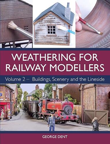 Book cover showing model railway weathering techniques on buildings, scenery, and a steam train.