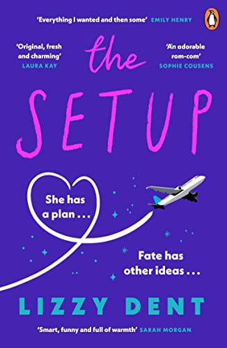 Book cover: purple background, white text, heart and airplane illustration.