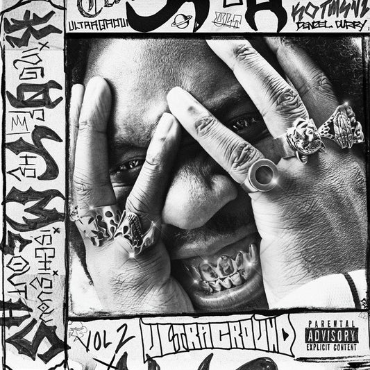 Black and white CD cover featuring Denzel Curry with hand gestures.