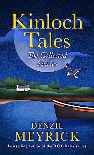 Book cover showing a boat, a cottage, and a seagull under a large moon.