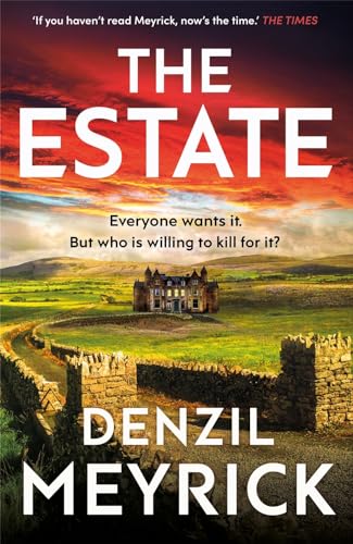 Book cover: “The Estate” by Denzil Meyrick, featuring a large house in a landscape.