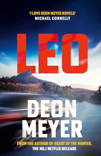 Book cover for “Leo” by Deon Meyer, with a landscape and car.