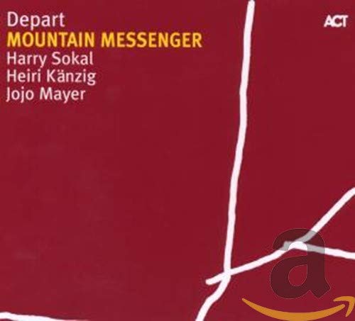 CD cover for Depart’s “Mountain Messenger” with red background and white lines.