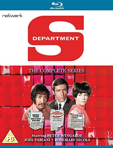 “Department S” Blu-ray cover with three actors and red background.