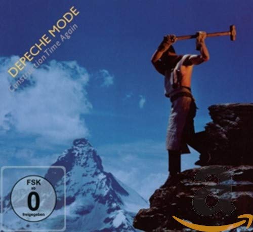 Depeche Mode album cover: man with pickaxe on rocky peak.