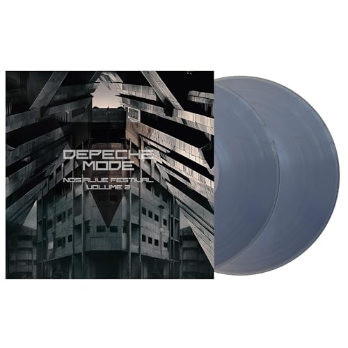 Depeche Mode album cover and a clear vinyl record side-on.