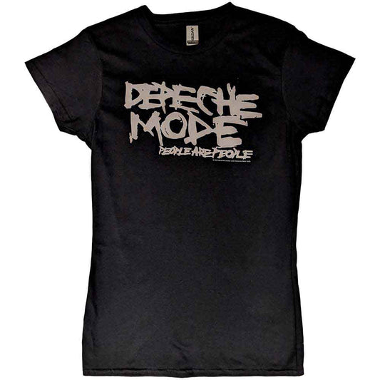 Black Depeche Mode t-shirt with distressed band logo and text.