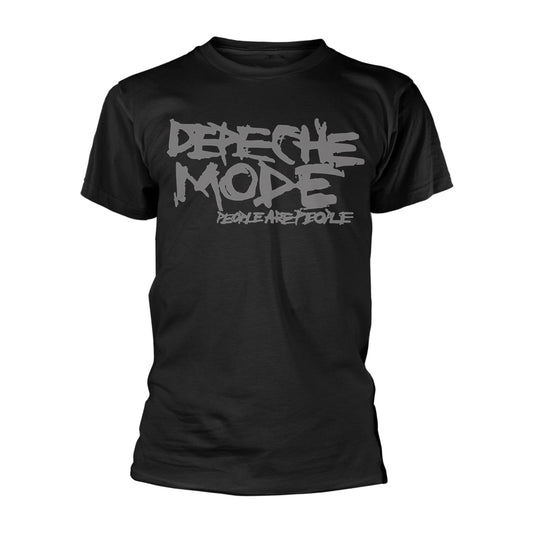 Black t-shirt featuring grey Depeche Mode and People Are People text on the chest.