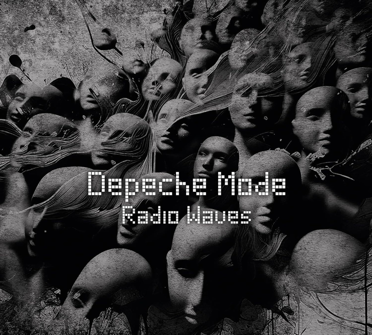 Depeche Mode “Radio Waves” album cover with many distorted faces.