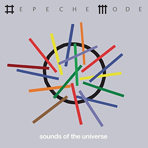Depeche Mode album cover featuring a black circle crossed by colorful lines on gray.