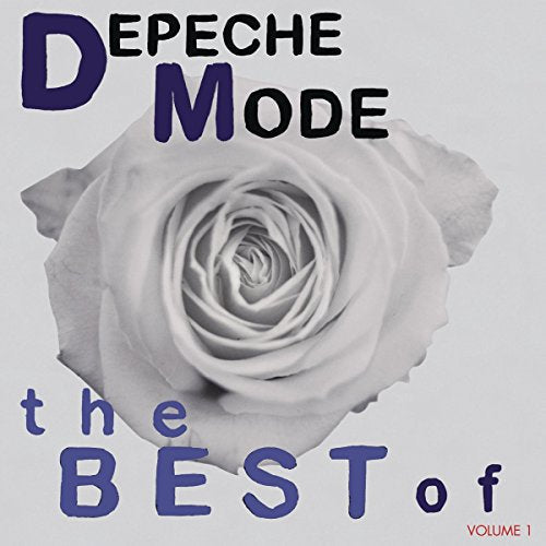 Album cover featuring a white rose with Depeche Mode text in blue and black.