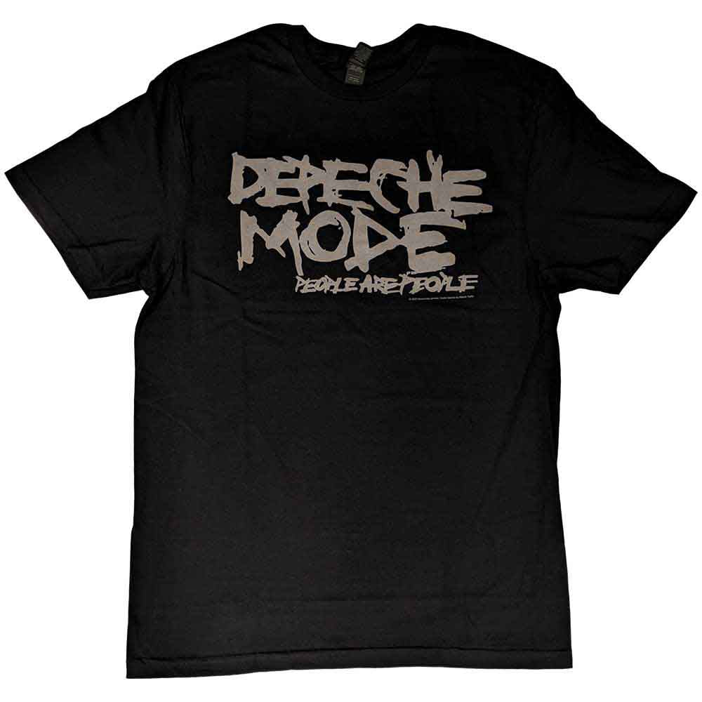 Black t-shirt with "People Are People" text, Depeche Mode logo, large size.