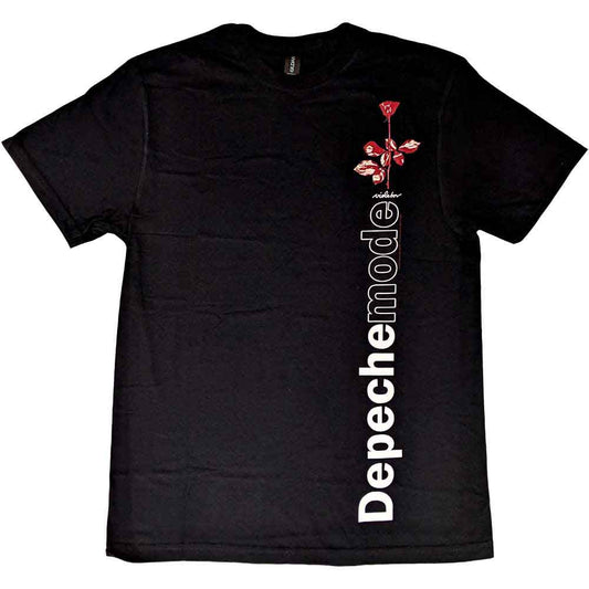 White unisex t-shirt featuring the Violator album rose graphic on the side.