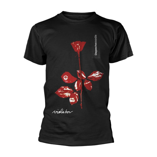 Black Depeche Mode "Violator" t-shirt with a red rose graphic.