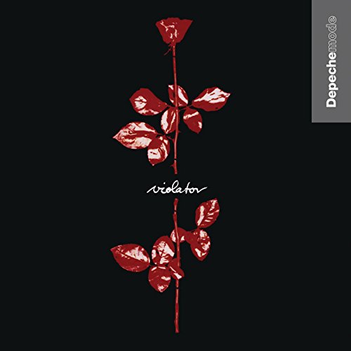 "Depeche Mode's 'Violator' vinyl album cover featuring a red rose on a black background."