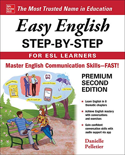 Textbook cover: “Easy English Step-by-Step” for ESL learners, second edition.