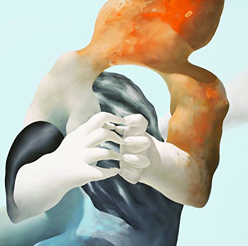 Painted figures embracing, with swirling orange and blue tones.