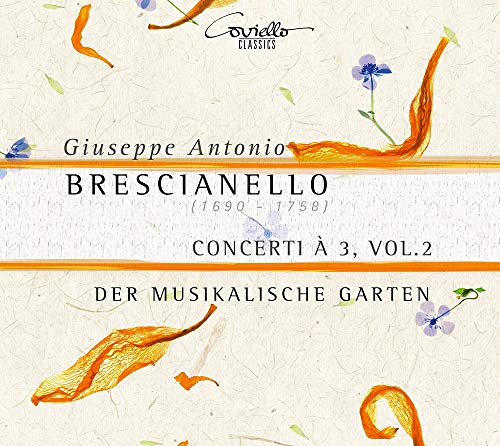 CD cover with floral design and text "Giuseppe Antonio Brescianello Concerti à 3, Vol.2".