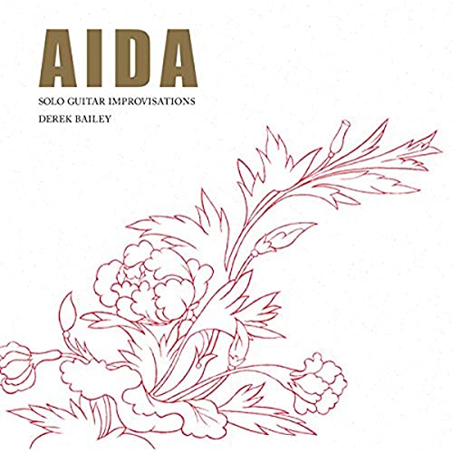 Album cover for Derek Bailey’s “Aida” featuring red floral line art.