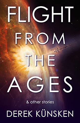 Book cover with title “Flight From the Ages” over a space nebula.
