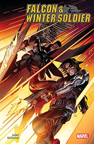 Comic book cover featuring Falcon and Winter Soldier in action poses.