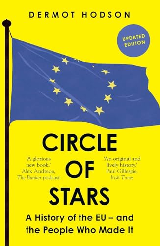 Book cover with a yellow background, a blue EU flag, and bold black text.