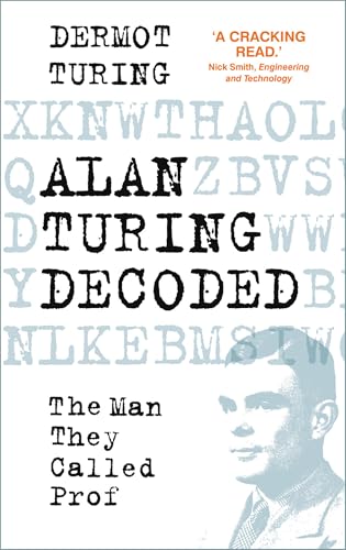 Book cover featuring Alan Turing’s portrait with coded text background.