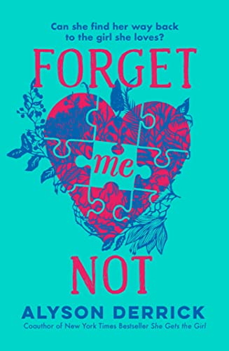 Book cover with a red heart-shaped puzzle illustration on a bright teal background.