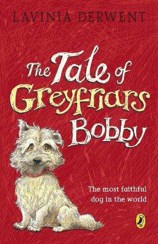 Book cover featuring a small, shaggy dog on a textured red background.