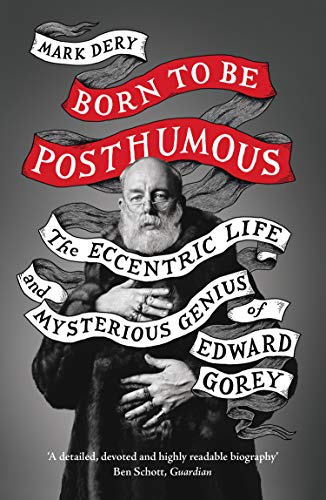 Book cover featuring a portrait of Edward Gorey with red and white text banners.