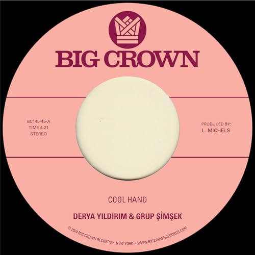 Pink vinyl record label with "Cool Hand" by Derya Yildirim & Grup Simsek.