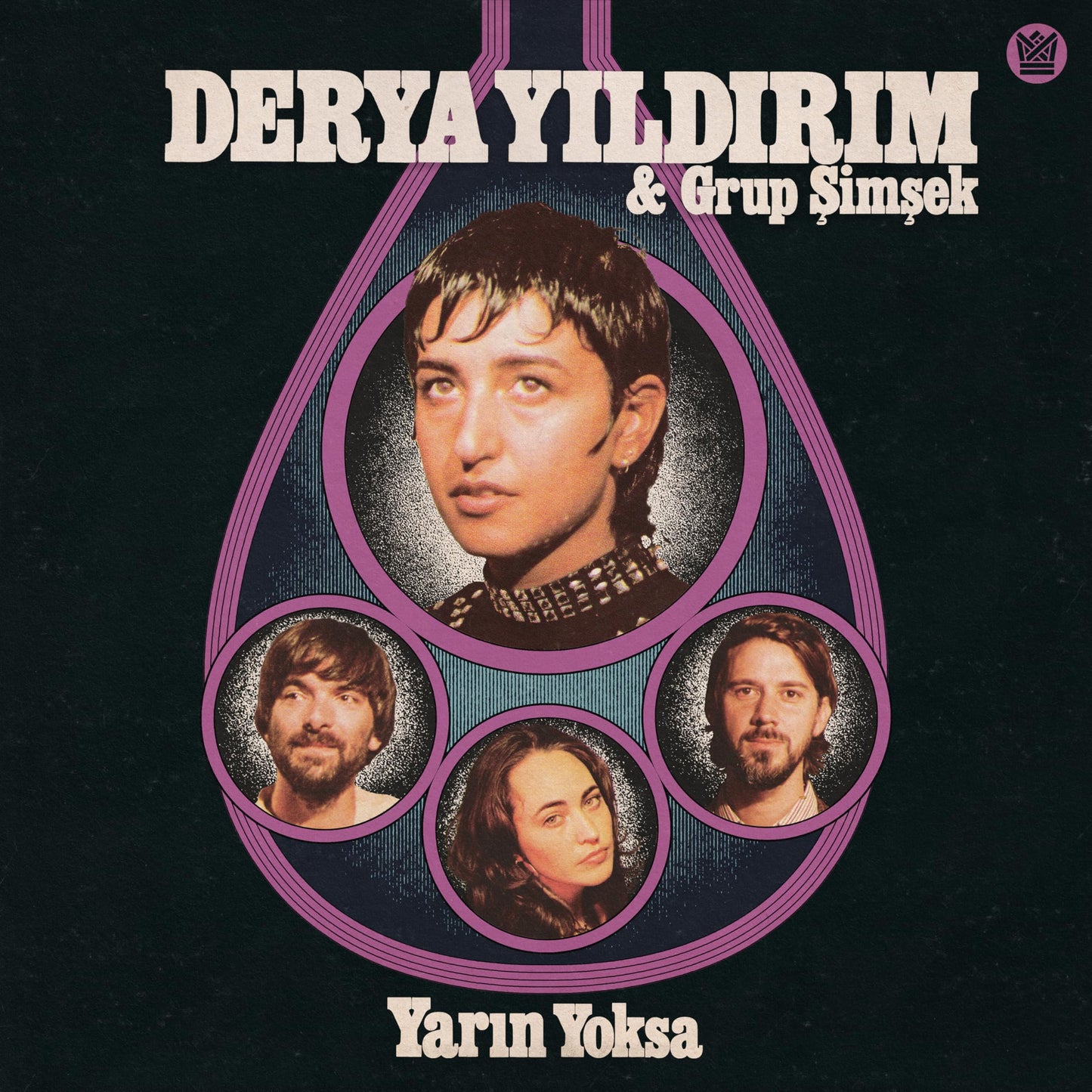 Album cover for Derya Yildirim & Grup Simsek’s “Yarin Yoksa” featuring portraits.