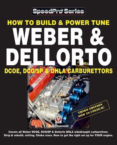 Book cover featuring an engine with Weber and Dellorto carburetors and descriptive text.