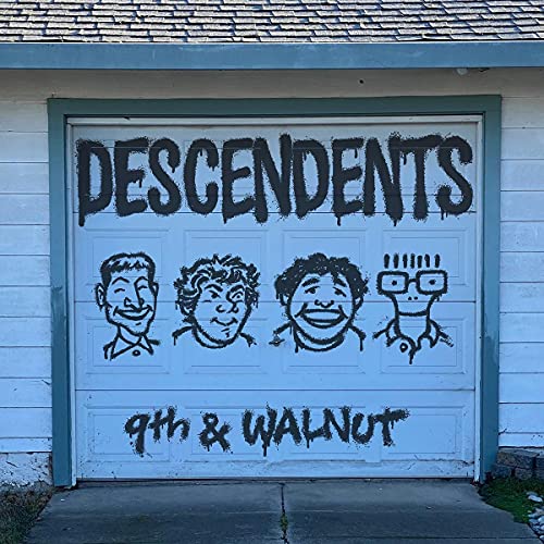 "Album cover featuring a garage door with 'Descendents' and '9th & Walnut' graffiti."