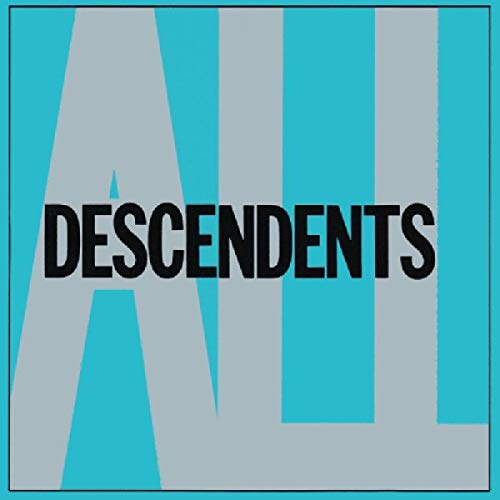 Descendents album cover, "All," with bold black text on blue and gray stripes.
