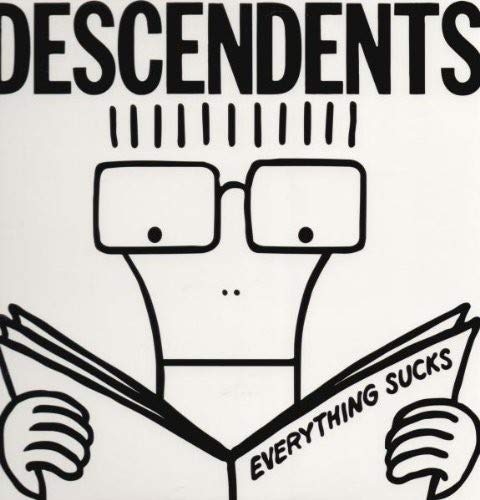 Descendents album cover: black and white illustration of a face with glasses.
